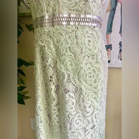 Free People Womens Boho Formal Lace Pale Mint Elegant Romantic Maxi Dress Sz 10 - Picture 7 of 12